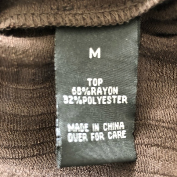 AGB Embroidered Short Sleeve Blouse In Brown & White Size M - Picture 8 of 9